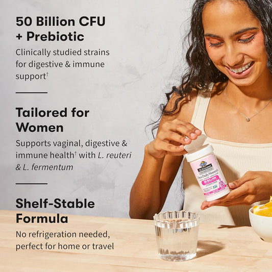 Once Daily Dr. Formulated Probiotics for Women 50 Billion CFU 16 Probiotic Strains with Organic Prebiotics for Digestive, Vaginal & Immune Health, Dairy Free, Shelf Stable 30 Capsules